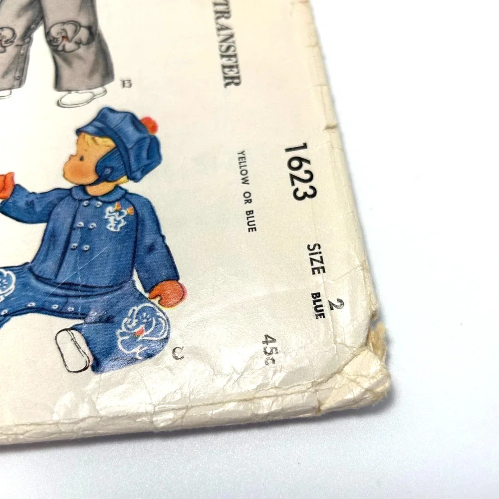 McCalls Vintage 1950's Pattern #1623 Toddlers Overalls, Jacket‎ and Cap Size 2